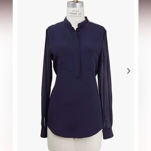 3.1 PHILLIP LIM Midnight Bone & Camel Silk Blouse - Size 2 EUC